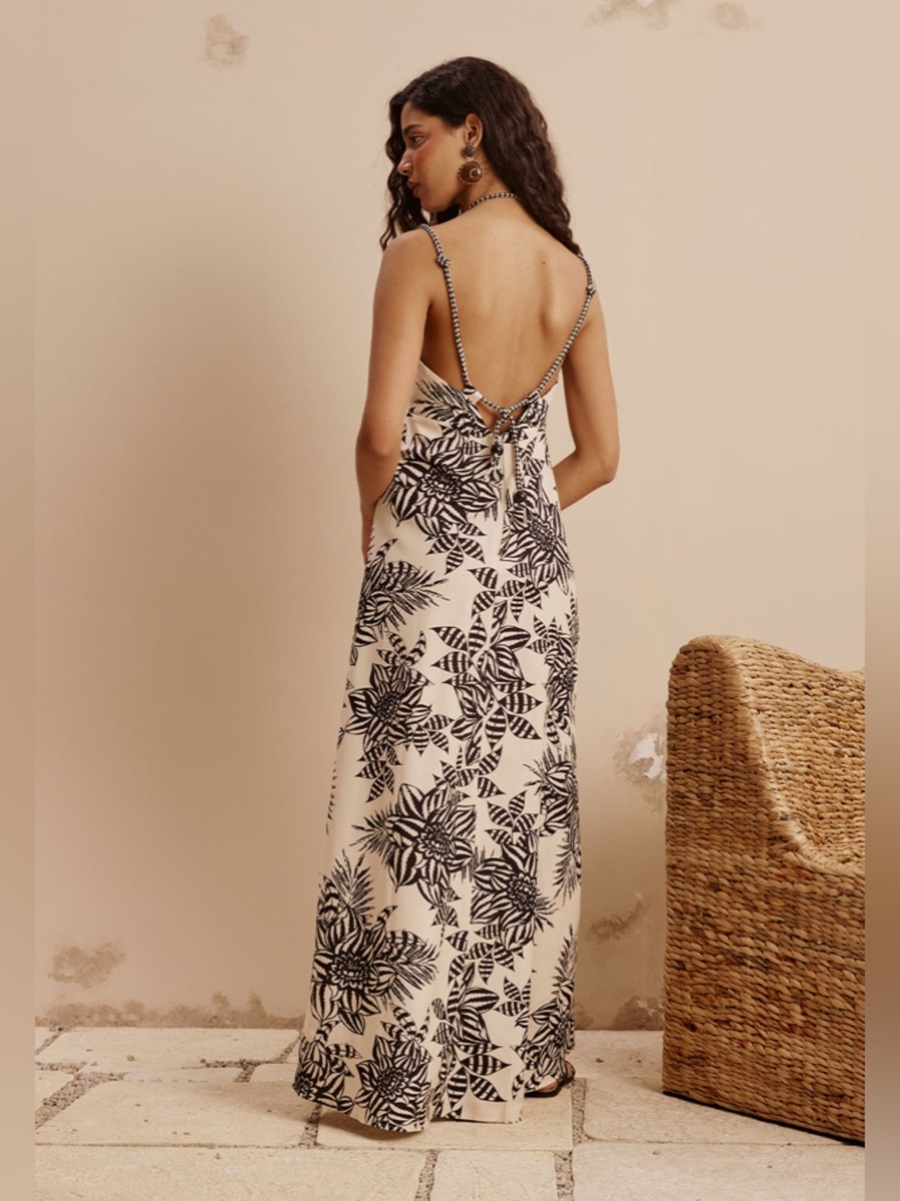 CaCay Carajas Printed Long Dress in Black Floral Print Maxi Dress size S NWT - Picture 3 of 7